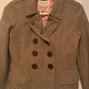 Abercrombie Brown Tweed Peacoat